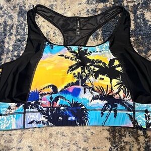Torrid Photographic Memory Black Active Wireless Racerback Bikini Top Size 2X